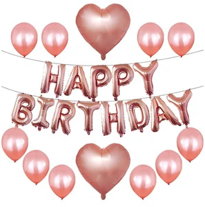 Happy Birthday Theme Rose Gold Foil Balloon Decorations Set Girl Birthday Party Supply Set Party Decoration Event Ballons Set