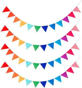 Custom Rainbow Triangle Pennant Flag Bunting Garland Multi Color Felt Banner for Wedding Birthday Festival Party Decoration