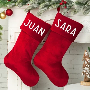 Wholesale Custom Giant Red Santa Gift Blank Candy Stockings Velvet Christmas Stocking