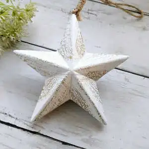 Customised White Wash Wooden Hanging Star Handmade Eco-Friendly Durable Customized Color Christmas Tree Stand Accessory