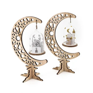 DAMAI Moon Crescent Mosque Ramadan Wooden Crafts Creative Home Decoration Muslim Decoration Eid Craft Gift