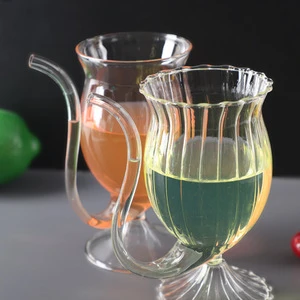 Novelty Gift Vampire Glass Cup Straw with Drinking Tube Crazy Straw Cup Glass Bottle for Party