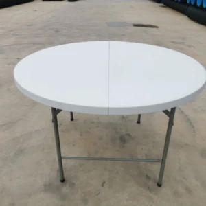 Modern Round Plastic Banquet Tables With Folded Design For Outdoor Dining Hotel Events Exterior-Hall Use