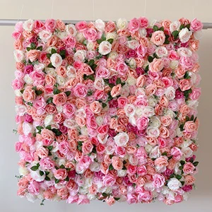Customized Design Hot Sale pink Color Wedding Decoration Artificial Bridal Shower Flower Wall Backdrop