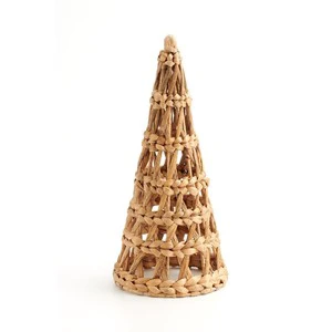 Rustic Natural Rattan Christmas Tree Figurine Handcrafted OEM ODM