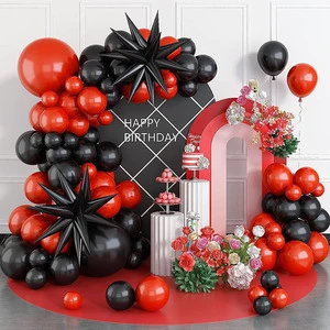 Wholesale Custom Birthday Wedding Bridal Shower Theme Balloon Garland Kit Red Black Party Decoration Ideas for Party Supplies