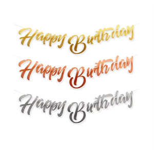 Birthday flag with rose gold banner for party scene decoration