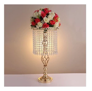 Metal Wedding Centerpieces for Tables Tall Crystal Flower Stand Wedding Road Lead Flower Holders Centerpiece