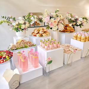 Custom Size 5 Sided White Acrylic Washable 3mm Thick Buffet Food Display Risers