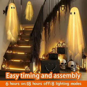 Halloween Decorations 3pcs Hanging Ghost Decor Light Indoor/Outdoor Halloween Ornaments Halloween Yard Tree Decor Win!