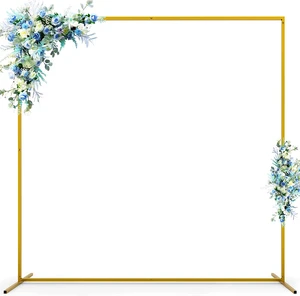 6.5 * 6.5 FT Detachable Steel Powder Coated Gold Arch Backdrop Stand for Wedding Background Decoration