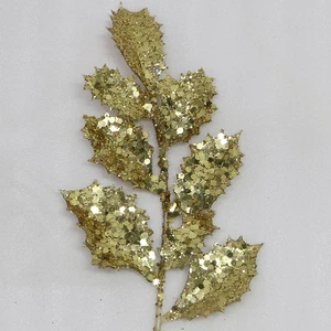 7 DIY Christmas Tree Stand Ornaments with Gold Green Silver Red Leaves Glitter Decoration for Christmas Decorations