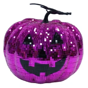 Large Dark Pink Glass Mirror Face Pumpkin Decoration for Halloween New Holiday Supplies