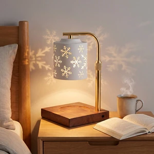 Winter Christmas Style Flameless Adjustable Height Snowflake Cutout Metal Shade Candle Warmer Lamp For Home Decor