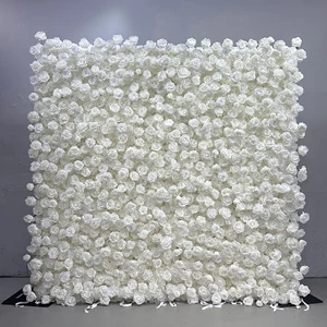 High Quality Square Silk Artificial Flower Wall 8ft High Greenery Style Wedding Backdrop for Party Decoration