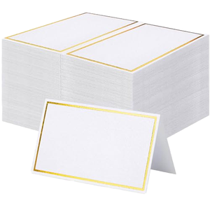 Double Sided Gold Embossed Table Cards Wedding Banquet Guest Name Tents Cards for Seat Positions Available Wholesale in Stock.