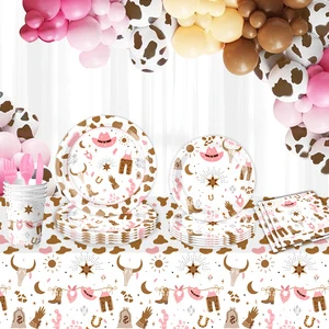 Cowboy Theme Birthday Party Tableware Set Birthday Party Decoration Supplies Cowboy Disposable Tableware