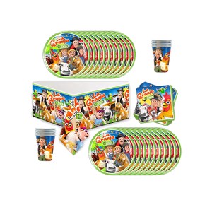 New Zenon Farm Cartoon Kids Birthday Party Supplies, Paper Plates Napkins Tablecloth Decor Set