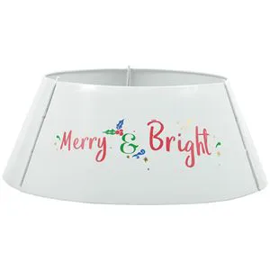 26x26x9 Inch Bright Silver Steel Tree Ring Skirt Christmas Tree Collar Stand and Accessory for Home Holiday Xmas Decoration