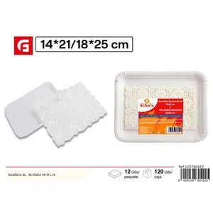 Pack of 4 White Lace Tray 14x21cm for Parties and Events Tableware & Decorations
