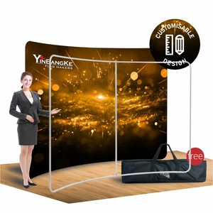 Portable Pop-up Exhibition Display Background Stand Easy-to-Assemble Fabric Tension for Trade Shows Birthdays Weddings