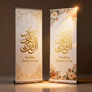 OEM Custom Portable Weather Resistant Durable Flag Banner for Wedding Anniversary Celebration Decoration Elegant Design Vinyl