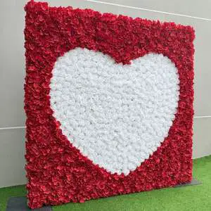 Romantic Comfortable Heart Shape Silk Floral Wall for Anniversary Celebration