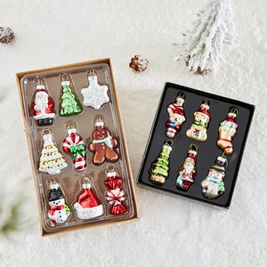 Christmas Glass Ornament Set Gift Box Santa Claus Christmas Stockings With Various Shapes and Size for Christmas Tree Decoration
