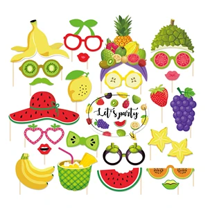 PZ168 25pcs Fruit Party Photo Booth Props Theme Party Supplies for Kid Birthday Summer Holiday Party and More!