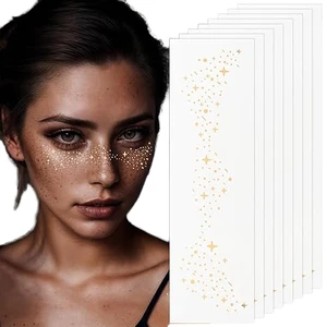Wholesale Golden Freckle Face Stickers Waterproof Stage Makeup Patches Custom Tattoo for Holiday & Parties