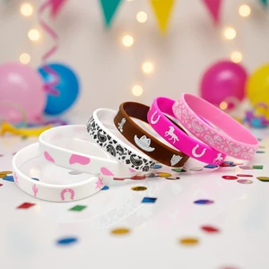 Fluorescence Folk Art Custom Logo Silicone Waterproof Bracelet with Screen Printing Birthday Party Event Promotion Gift