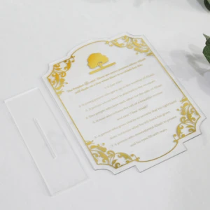 Creative 5x7 Clear Acrylic Table Numbers Wedding Menu Sign Custom Gold Tree Print Event Place Card With Base