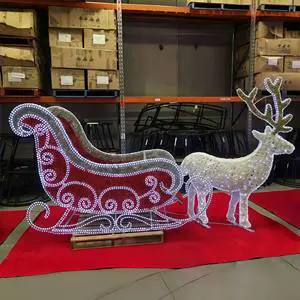 Large Amusement Park Lantern With LED Lights For Christmas Lighting Decoration Festival-Themed Lanterns Deer Sleigh