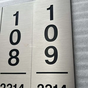 Brushed Stainless Steel Silver/Gray Hotel Room Number Plates | Customizable Eco-Friendly Indoor Hotel Signage 3-Year Warranty