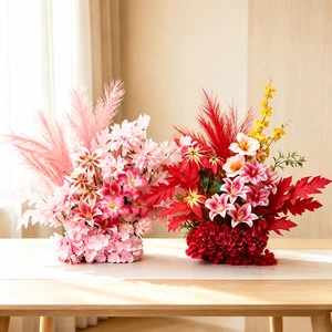 Modern High Quality Artificial Flowers Row Arrangement Wedding Road Guide Decor for Banquet Dining Table