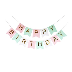 Happy Birthday Party Supplies Hanging Decoration Balloon Banner Tail Paper Pulling Flag For Birthday Garland Decor