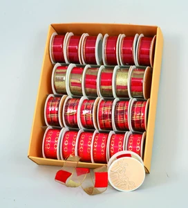Christmas Striped Elastic Ribbon Bow for Gift Wide Metallic Gift Ribbon 2'' Printed Elastic Ribbon