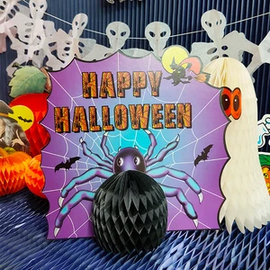 Spider-Shaped Tissue Paper Table Centerpieces for Halloween Events