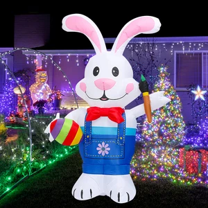 Holiday Inflatables Easter Decorations New Design Light Gift Bunny Rabbit with Eggs