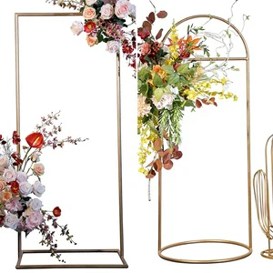 New Wedding Props Sign Backdrop Iron Square Arch Display Stand with Silk Flower Arch for Reception