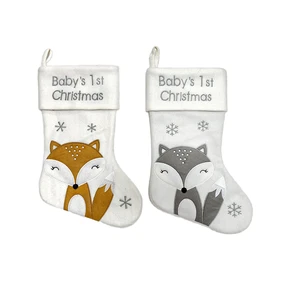 DAMAI Wholesale Cotton Custom Plush Soft Knitted Christmas Stockings Cute Cartoon Fox Design Large Socks Kids Baby Holiday Party