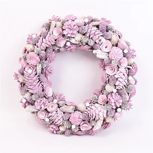 GY BSCI Factory Supplies Pinecone Crafts Corona Navidad Xmas Garlands Decorative Christmas Wreath