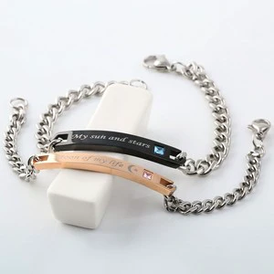 European & American Folk Art Stainless Steel Silver Plated Dual Color Carved Logo Adjustable Eco-friendly Wedding Favor Bracelet