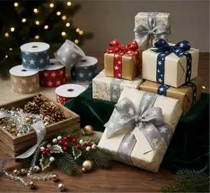 Luxury Eco-Friendly Christmas Ribbon for Gift Wrapping & Holiday Decoration