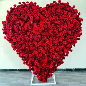 Heart-Shaped Arch Faux Flower Wall Wedding Backdrop