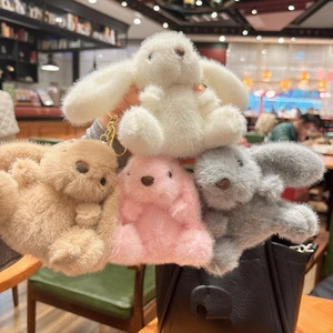 Songshan Toys Children Kids Gift Doll Wholesale Easter Cute Long Ear Gray Bunny Rabbit Plush Toy Keychain For Backpack Pendant