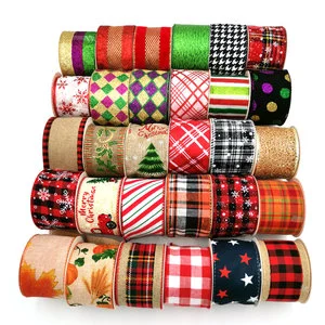Wholesale Christmas Wide Ribbon with Wire 10cm Burlap Jute Hessian Ribbon for Gifts Wrapping Decoration