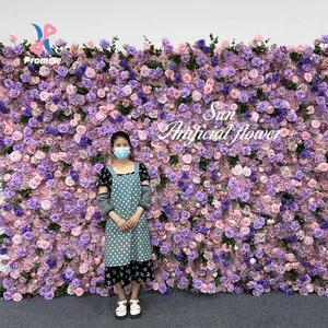 Promise PFW Purple Rose Silk Flower Wall with Customized Shape for Party & Wedding Events Home Artificial Background