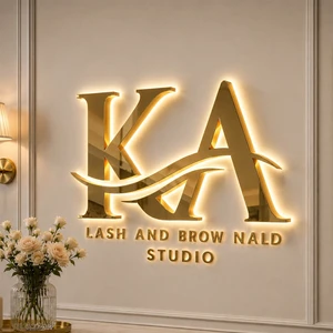 LED Channel Letters 3D Backlit Sign Gold Letter Waterproof Decor Advertising Indoor Office Hotel Signage Custom Logo