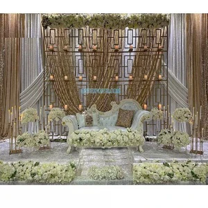 Designer Metal Wedding Decorations Lavish Candle Wall for Weddings and Parties Square and Circle Shapes for Reception Stages